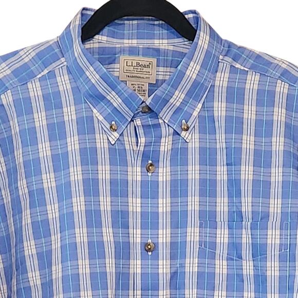 L.L. Bean Other - L.L. Bean Plaid Button-down Shirt, Traditional Fit Light Blue Long Sleeved Sz XL